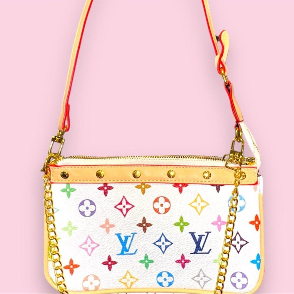 Louis Vuitton White Multicolor Monogram Shoulder Bag